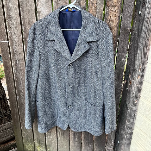 Pendleton Men’s 100% Virgin Wool Gray & Black Tweed Blazer Sz M - Picture 9 of 16